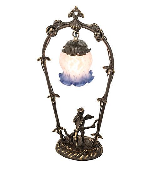 Meyda Lighting 19" High Pink/Blue Cherub With Violin Mini Lamp 12655 Chandelier Palace