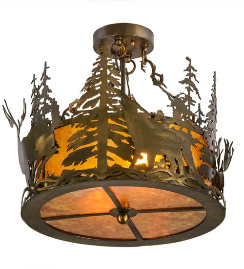 Meyda Lighting 19"W Wildlife at Dusk Semi-Flushmount 153985 Chandelier Palace