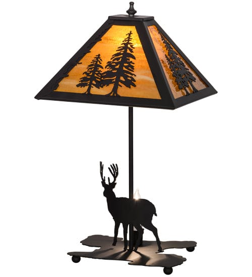 Meyda Lighting 21"H Lone Buck W/Lighted Base Table Lamp 153127 Chandelier Palace