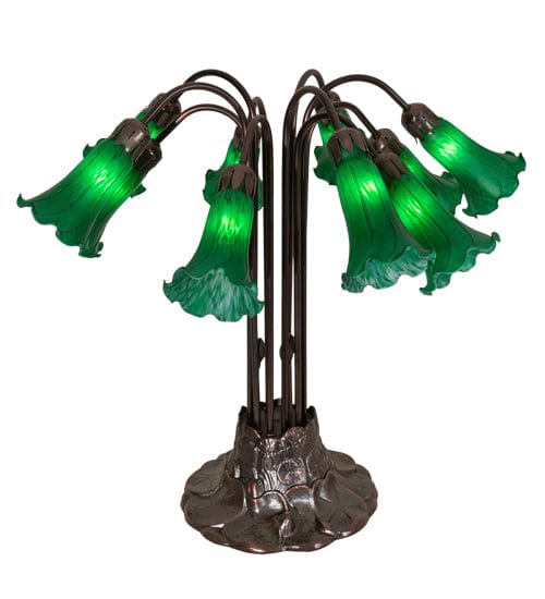 Meyda Lighting 22"H Green Pond Lily 10 LT Table Lamp 14382 Chandelier Palace