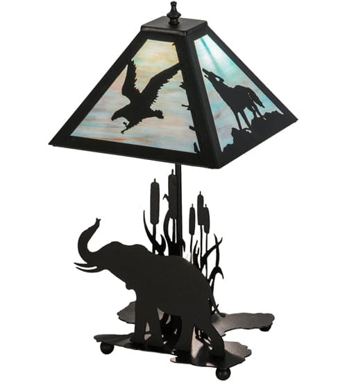 Meyda Lighting 22"H Wildlife on the Loose W/Lighted Base Table Lamp 150573 Chandelier Palace