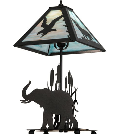 Meyda Lighting 22"H Wildlife on the Loose W/Lighted Base Table Lamp 150573 Chandelier Palace