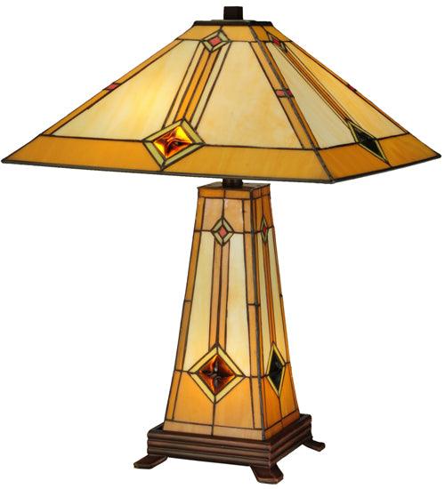 Meyda Lighting 23"H Diamond Mission Lighted Base Table Lamp 138111 Chandelier Palace
