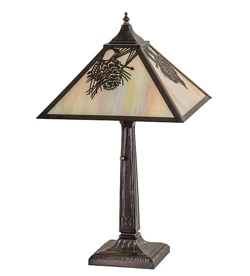 Meyda Lighting 23" High Winter Pine Mission Table Lamp 32789 Chandelier Palace
