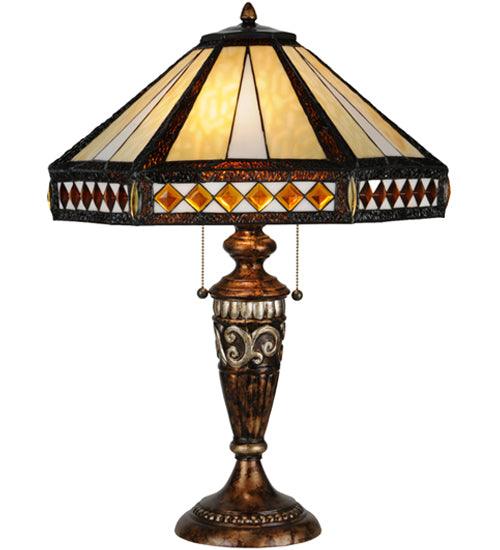 Meyda Lighting 26.5"H Diamond Band Mission Table Lamp 139416 Chandelier Palace
