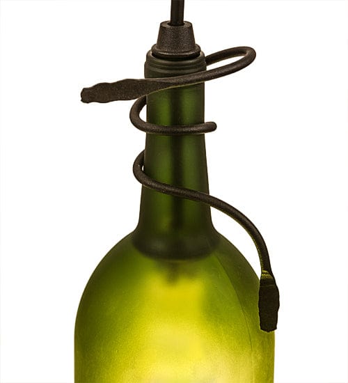 Meyda Lighting 4"W Tuscan Vineyard Frosted Green Wine Bottle Mini Pendant 71191 Chandelier Palace