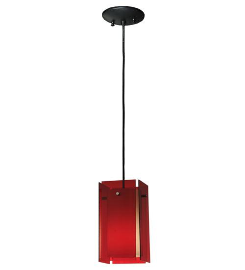 Meyda Lighting 5.5"Sq Metro Red Quadrato Acrylic Mini Pendant 128830 Chandelier Palace