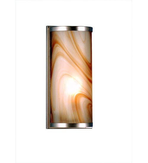 Meyda Lighting 5.5"W Cylinder Cognac Swirl Fused Glass Wall Sconce 70876 Chandelier Palace