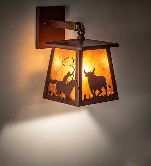 Meyda Lighting 7.5" Wide Cowboy & Steer Hanging Wall Sconce 82663 Chandelier Palace