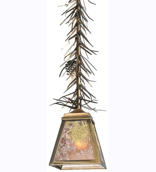 Meyda Lighting 7" Square Winter Pine Mini Pendant 108843 Chandelier Palace