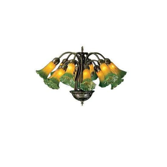 Meyda Lighting Amber/Green Pond Lily Ceiling Fixture 15997 Chandelier Palace