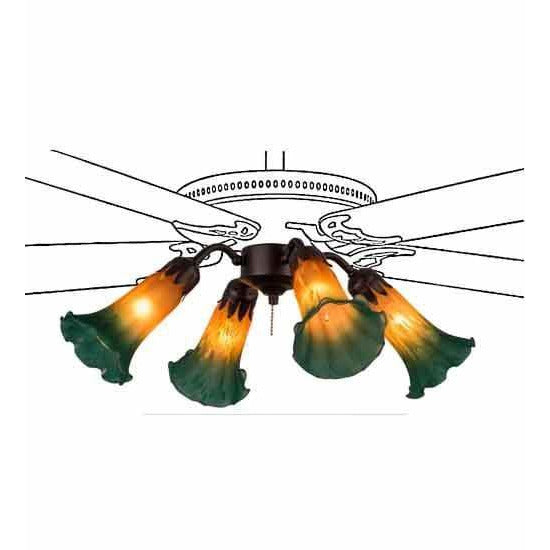 Meyda Lighting Ceiling Fixture, Fanlight Shades Default Amber/Green Pond Lily Ceiling Fixture By Meyda Lighting 162971