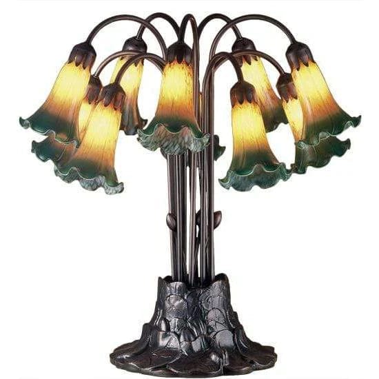 Meyda Lighting Amber/Green Pond Lily Table Lamps 14357 Chandelier Palace