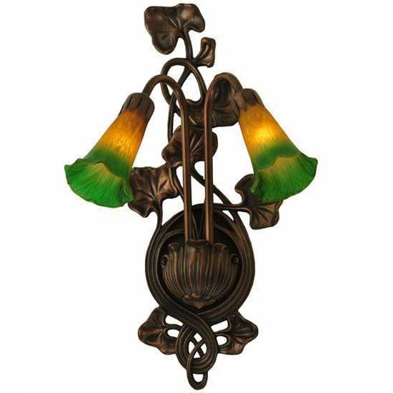 Meyda Lighting Wall Sconces, Two Lights Default Amber/Green Pond Lily Wall Sconces By Meyda Lighting 16573