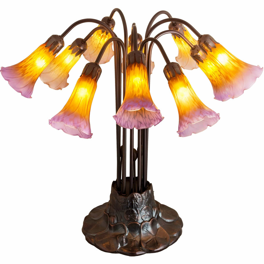 Meyda Lighting Table Lamps, Default Amber/Purple Pond Lily Table Lamps By Meyda Lighting 14429