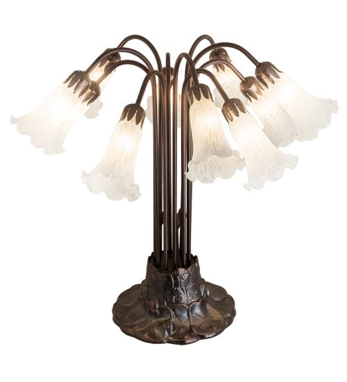 Meyda Lighting White Pond Lily Table Lamps 14391 Chandelier Palace