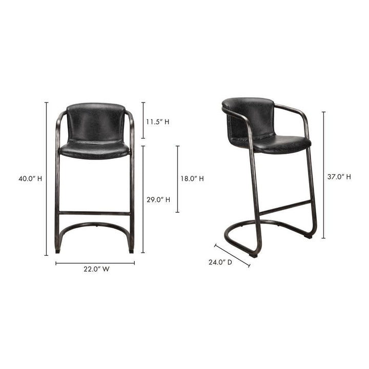 Moe's Home Collection Freeman Barstool Onyx Black Leather -M2 PK-1060-02 Chandelier Palace