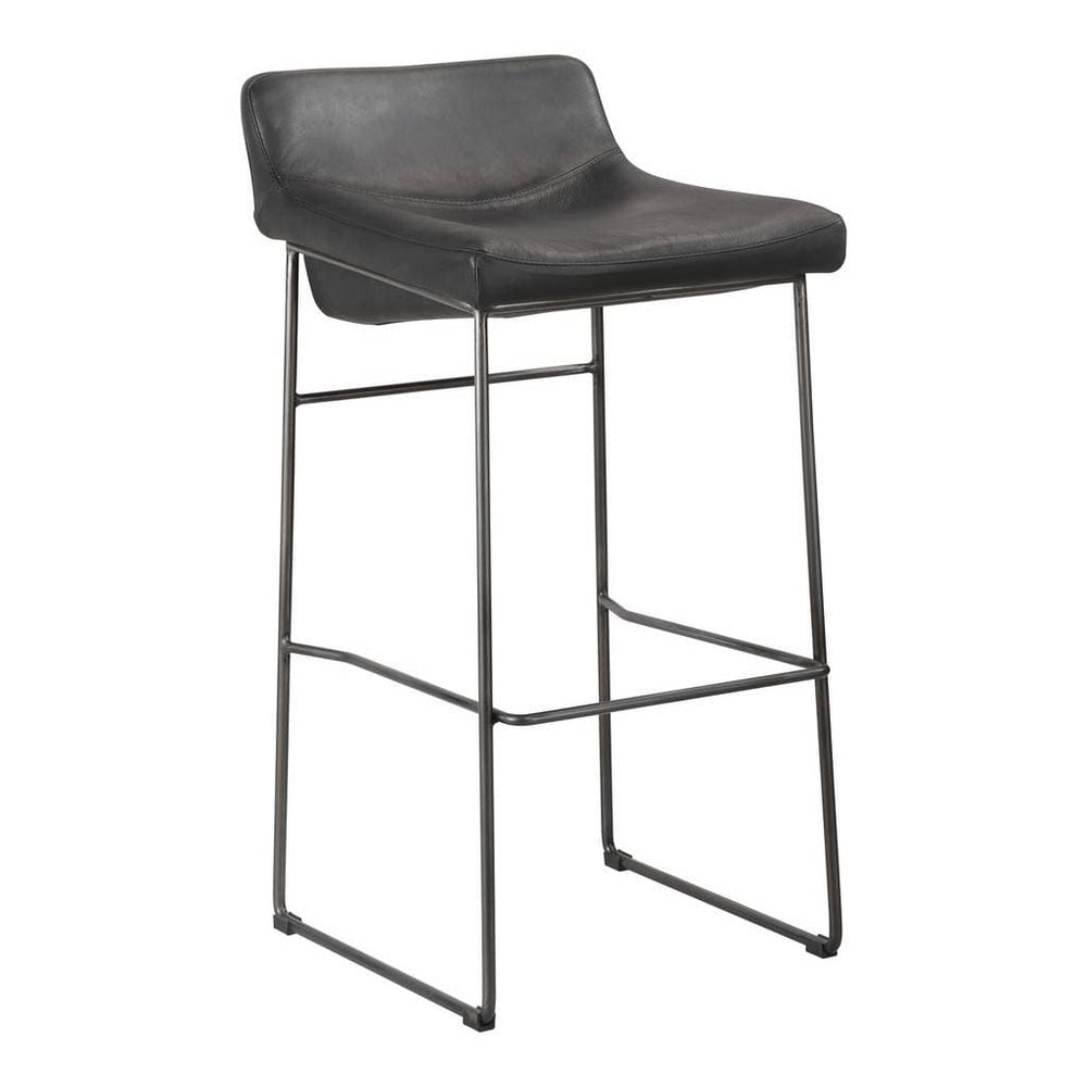 Moe's Home Collection Starlet Barstool Onyx Black Leather -M2 PK-1107-02 Chandelier Palace