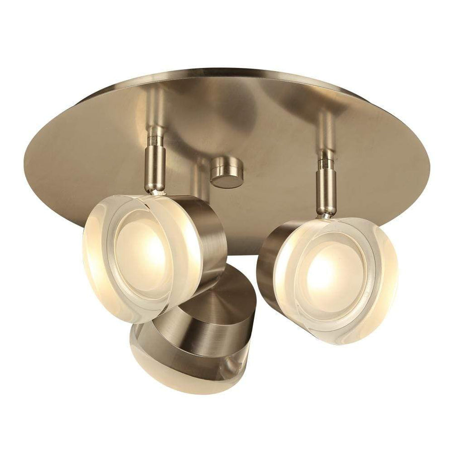 PLC Lighting Bathroom Lighting Satin Nickel / Clear / Integrated LED 1 3 Vanity Ceiling light from the Sitra collection By PLC Lighting 90068