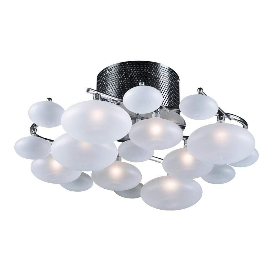 PLC Lighting Flush Mounts Polished Chrome / Frost / GU10 (included) 1 Eight light ceiling light from the Comolus collection By PLC Lighting 96944