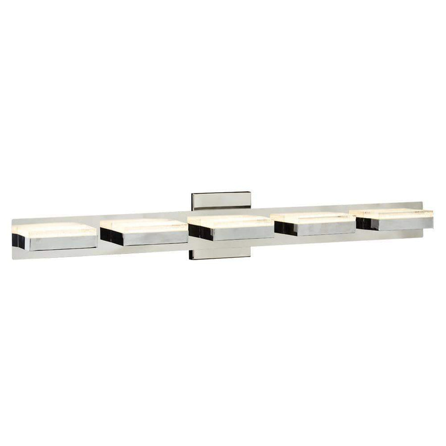 PLC Lighting Bathroom Lighting Polished Chrome / Integrated LED 1 Five step vanity from the Sigma collection By PLC Lighting 91149