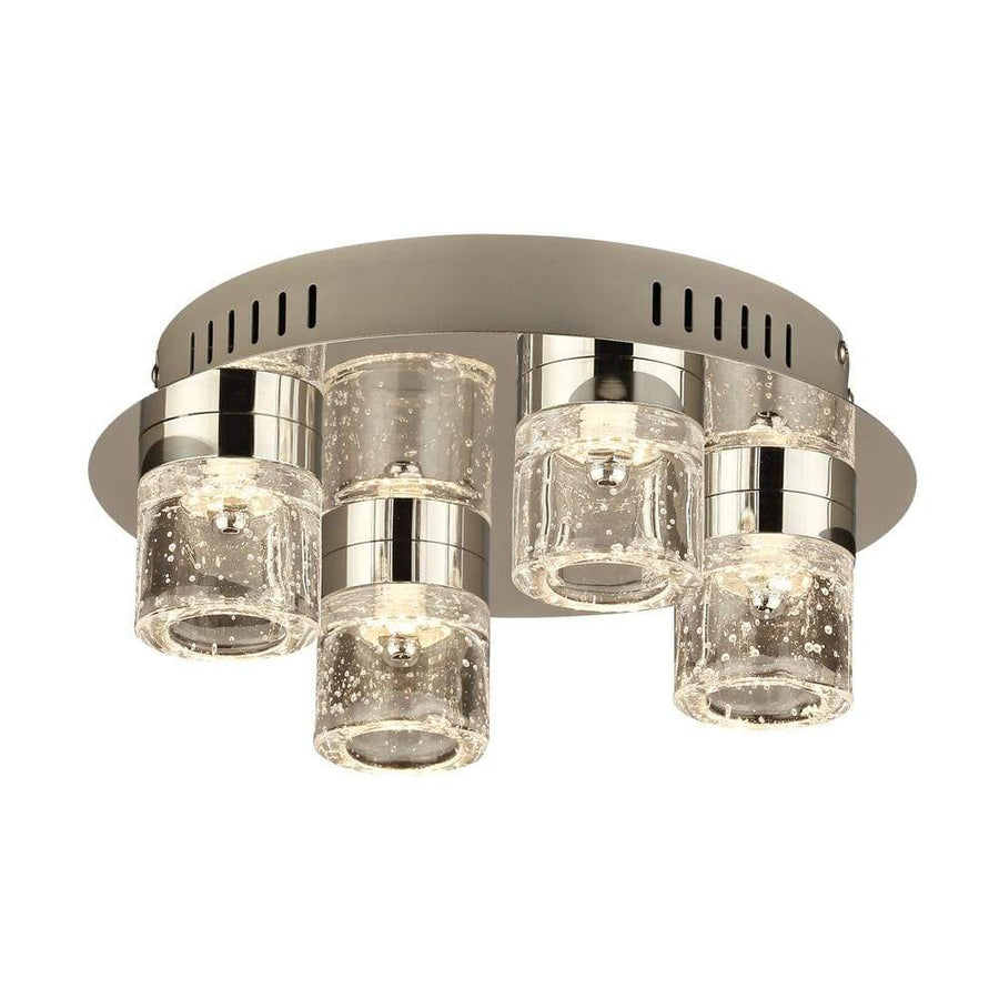 PLC Lighting Flush Mounts Polished Chrome / Clear Seedy / Integrated LED 1 Four light ceiling light from the Yoki collection By PLC Lighting 81114