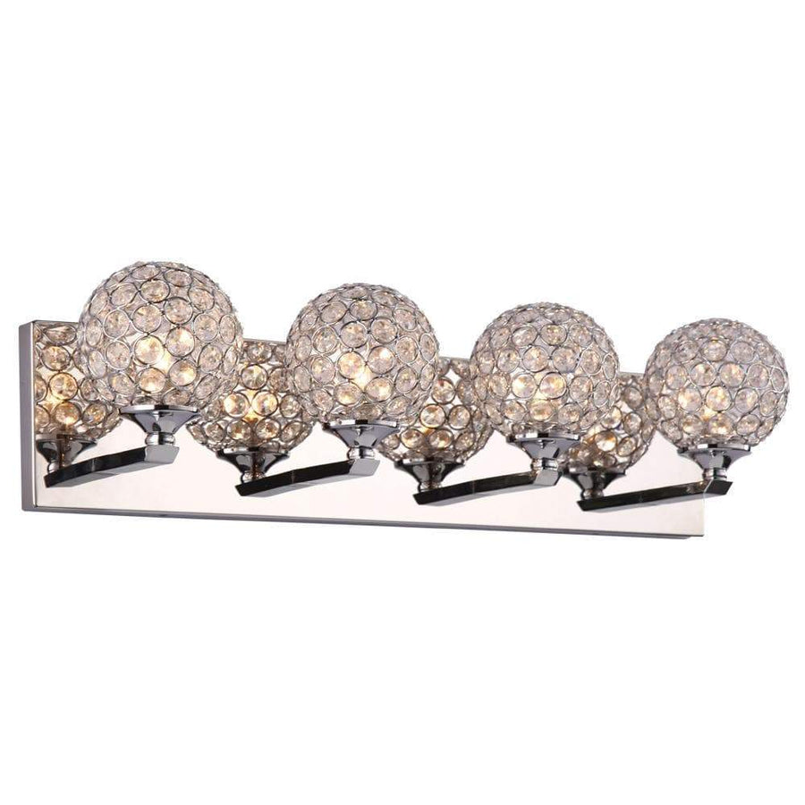 PLC Lighting Bathroom Lighting Polished Chrome / Asfour Handcut Crystal / G9-LED 1 Four light vanity from the Alexa collection By PLC Lighting 92704