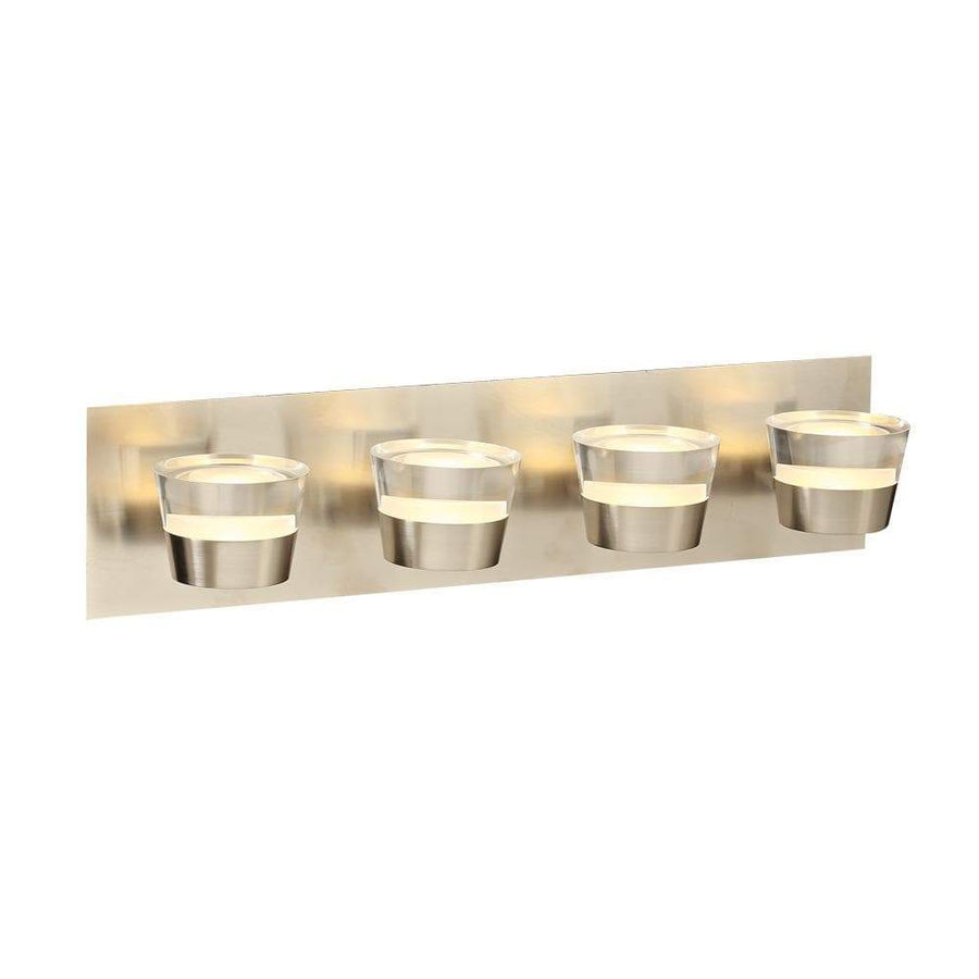 PLC Lighting Bathroom Lighting Satin Nickel / Clear / Integrated LED 1 Four light vanity from the Sitra collection By PLC Lighting 90064