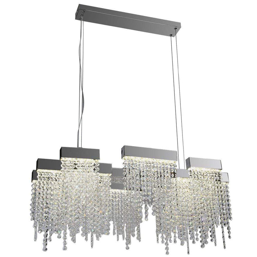 PLC Lighting Chandeliers Polished Chrome / Asfour Handcut Crystal / Integrated LED 1 Hanging Pendant from the Camelot Collection By PLC Lighting 91136
