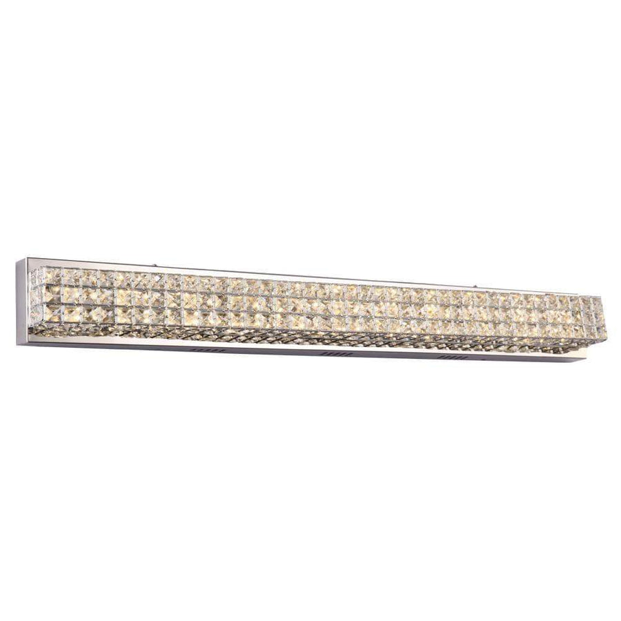 PLC Lighting Bathroom Lighting Polished Chrome / Asfour Handcut Crystal / Integrated LED 1 Large vanity from the Diamond collection By PLC Lighting 92718