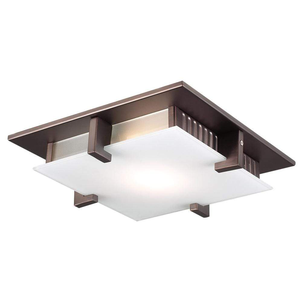 PLC Lighting Flush Mounts Oil Rubbed Bronze / Acid Frost / Integrated LED 1 Light Ceiling Light Polipo Collection By PLC Lighting 904