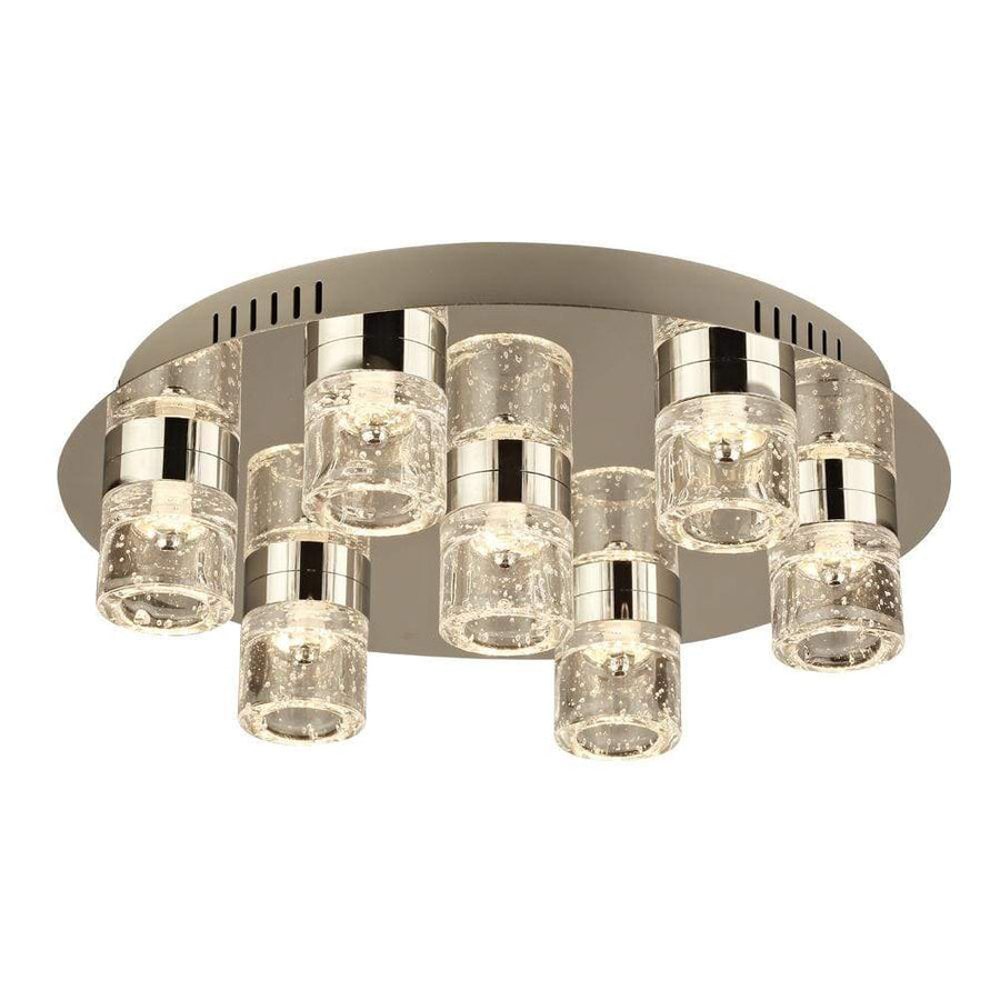 PLC Lighting Flush Mounts Polished Chrome / Clear Seedy / Integrated LED 1 Seven light ceiling light from the Yoki collection By PLC Lighting 81117