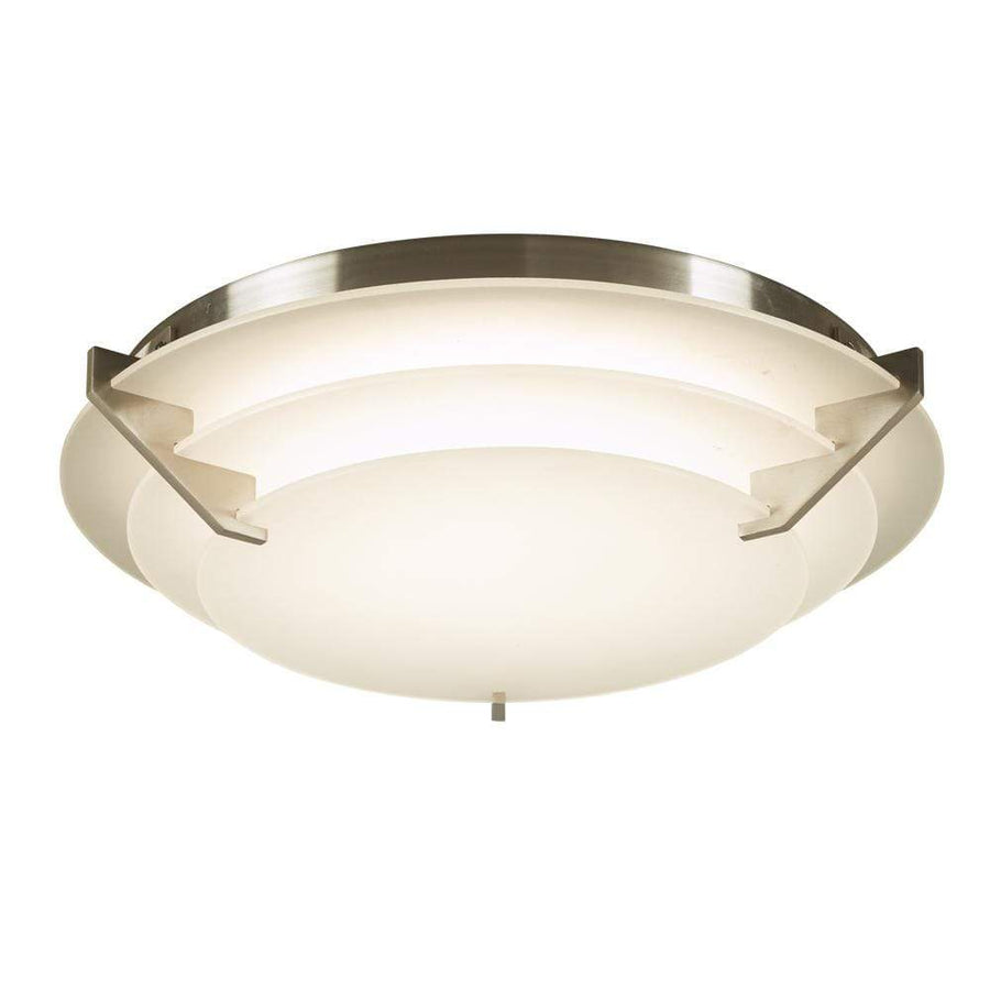 PLC Lighting Flush Mounts Satin Nickel / Acid Frost / Integrated LED 1 Single ceiling light from the Palladium collection By PLC Lighting 1544