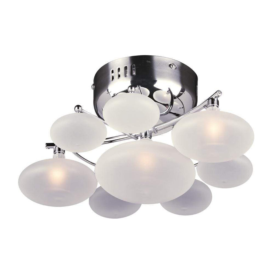 PLC Lighting Flush Mounts Polished Chrome / Frost / G4 (included) 1 Three light ceiling light from the Comolus collection By PLC Lighting 96940