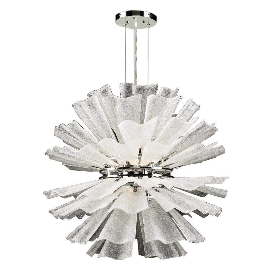 PLC Lighting Chandeliers Polished Chrome / Textured Frost / G9 (included) 12 Light Chandelier Enigma Collection By PLC Lighting 82336