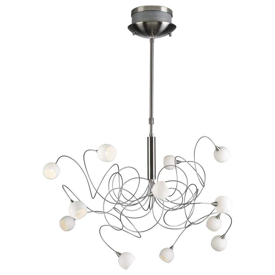 PLC Lighting Chandeliers Satin Nickel / Matte Opal / G4 (included) 12 Light Chandelier Fusion Collection By PLC Lighting 6035