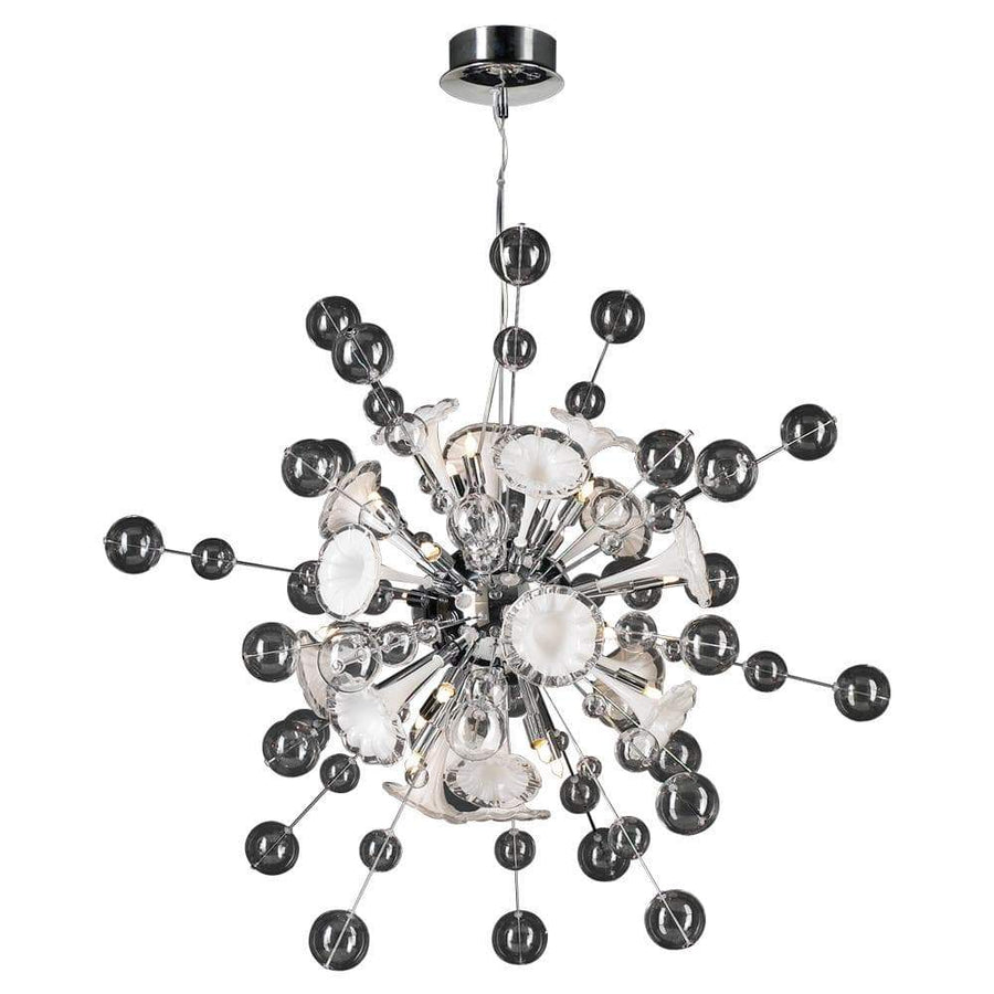 PLC Lighting Chandeliers Polished Chrome / Clear & White / G9 (included) 16 Light Chandelier Circus Collection By PLC Lighting 81385