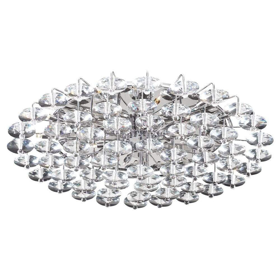 PLC Lighting Flush Mounts Polished Chrome / Asfour Handcut Crystal / G9 (included) 18 Light Ceiling Light Diamente Collection By PLC Lighting 96983