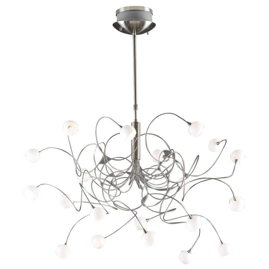 PLC Lighting Chandeliers Satin Nickel / Matte Opal / G4 (included) 20 Light Chandelier Fusion Collection By PLC Lighting 6030