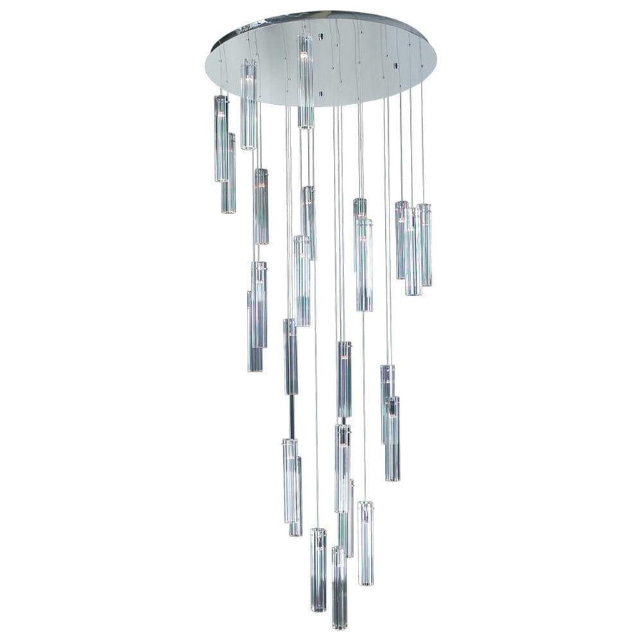 PLC Lighting Chandeliers Polished Chrome / Clear K9 Optic / MR11-12v. (included) 25 Light Chandelier Segretto Collection By PLC Lighting 21188