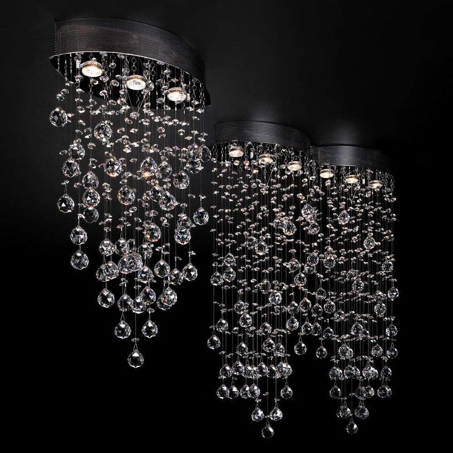 PLC Lighting Flush Mounts Polished Chrome / Asfour Handcut Crystal / GU10 (included) 3 Light Ceiling Light Drizzle Collection By PLC Lighting 81621