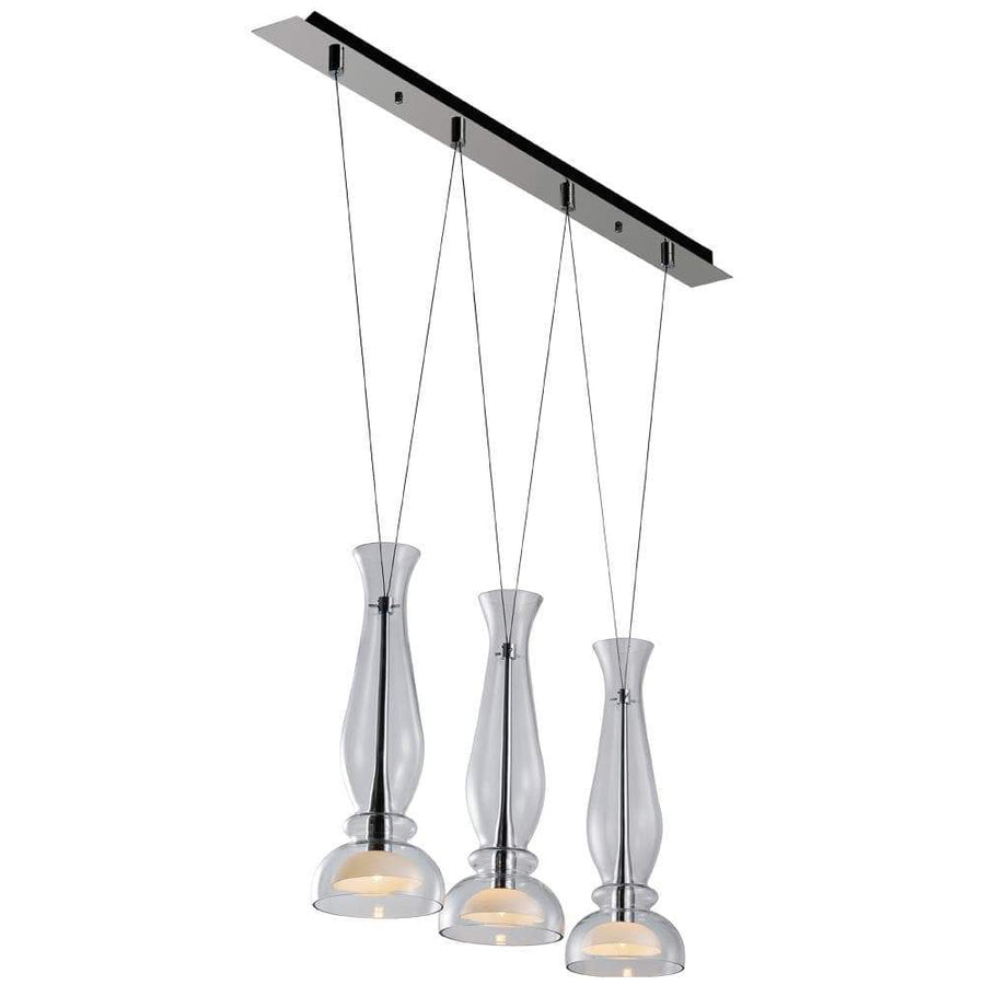 PLC Lighting Pendants Polished Chrome / Clear with Inner Opal Glass / G9 (included) 3 Light Mini Pendant Gracie Collection By PLC Lighting 67003