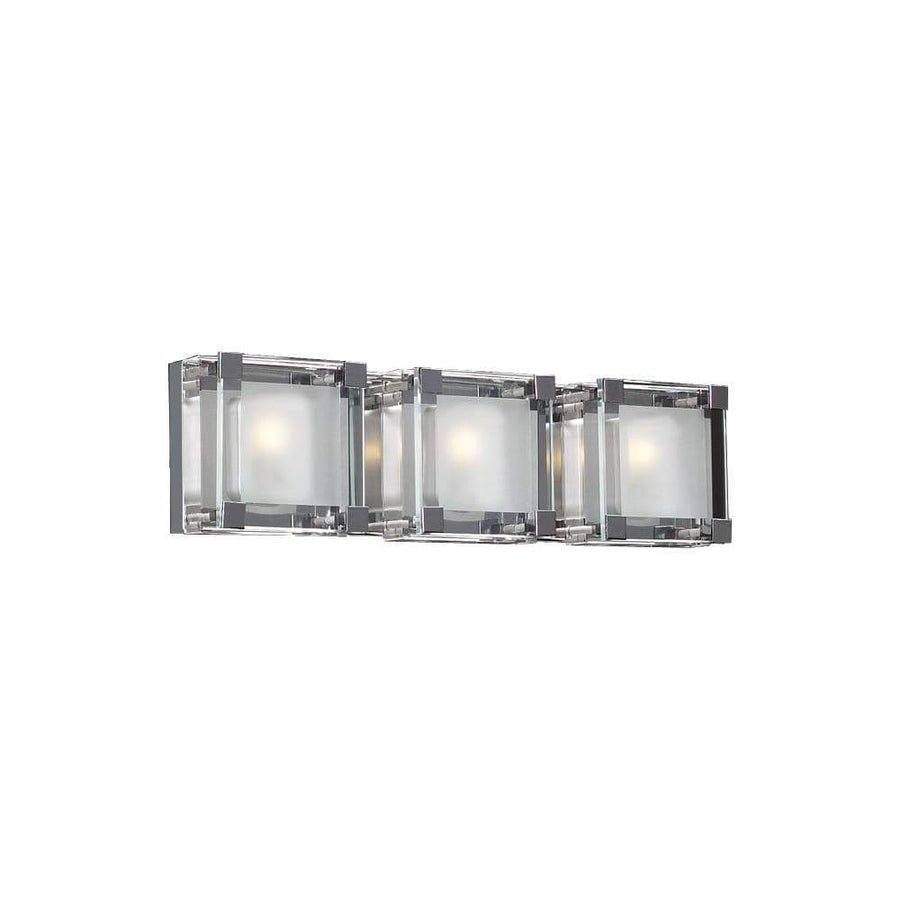 PLC Lighting Bathroom Lighting Polished Chrome / Frost With Clear Edge / G9 (included) 3 Light Vanity Corteo Collection By PLC Lighting 18143
