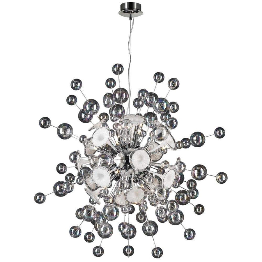 PLC Lighting Chandeliers Polished Chrome / Clear & White / G9 (included) 30 Light Chandelier Circus Collection By PLC Lighting 81388