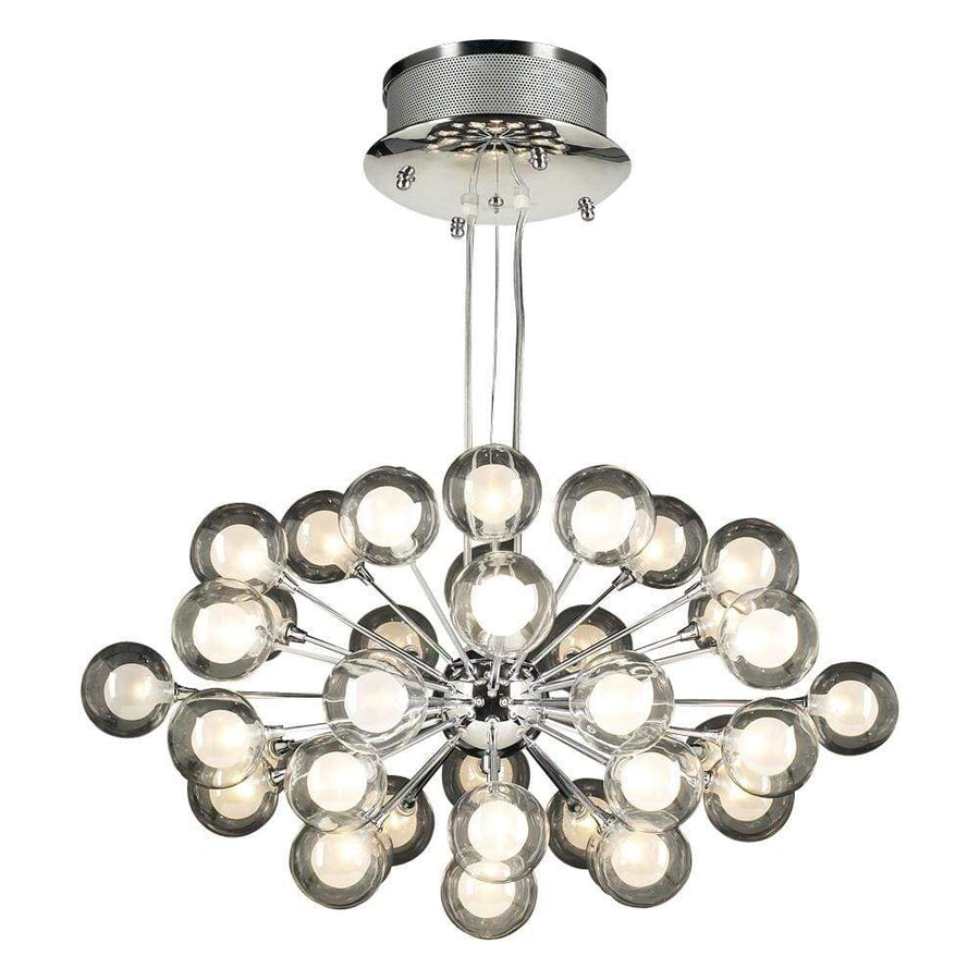 PLC Lighting Chandeliers Polished Chrome / Clear outer glass with inner Frost glass / G4 (included) 37 Light Chandelier Coupe Collection By PLC Lighting 72108