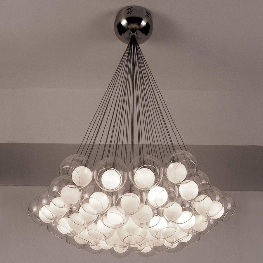 PLC Lighting Pendants Satin Nickel / Inner Opal and outer clear glass / G4 (included) 37 Light Chandelier Hydrogen Collection By PLC Lighting 86625