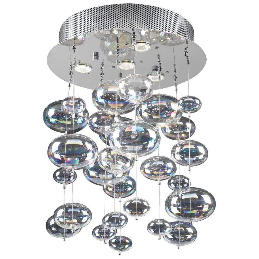 PLC Lighting Flush Mounts Polished Chrome / Iridescent / GU10 (included) 4 Light Ceiling Light Bubbles Collection By PLC Lighting 96962