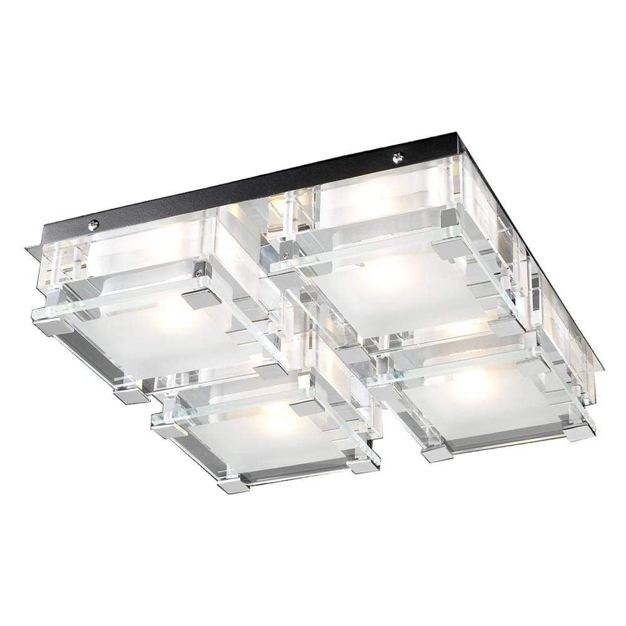 PLC Lighting Flush Mounts Polished Chrome / Frost With Clear Edge / G9 (included) 4 Light Ceiling Light Corteo Collection By PLC Lighting 18149