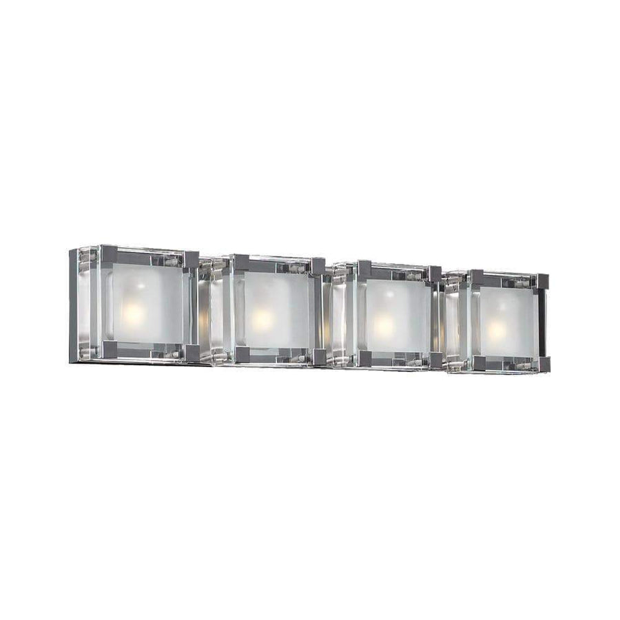 PLC Lighting Bathroom Lighting Polished Chrome / Frost With Clear Edge / G9 (included) 4 Light Vanity Corteo Collection By PLC Lighting 18144