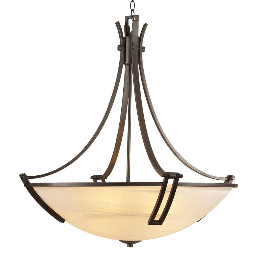PLC Lighting Chandeliers Oil Rubbed Bronze / Marbleized / A19 (not included) 5 Light Chandelier Highland Collection By PLC Lighting 14866